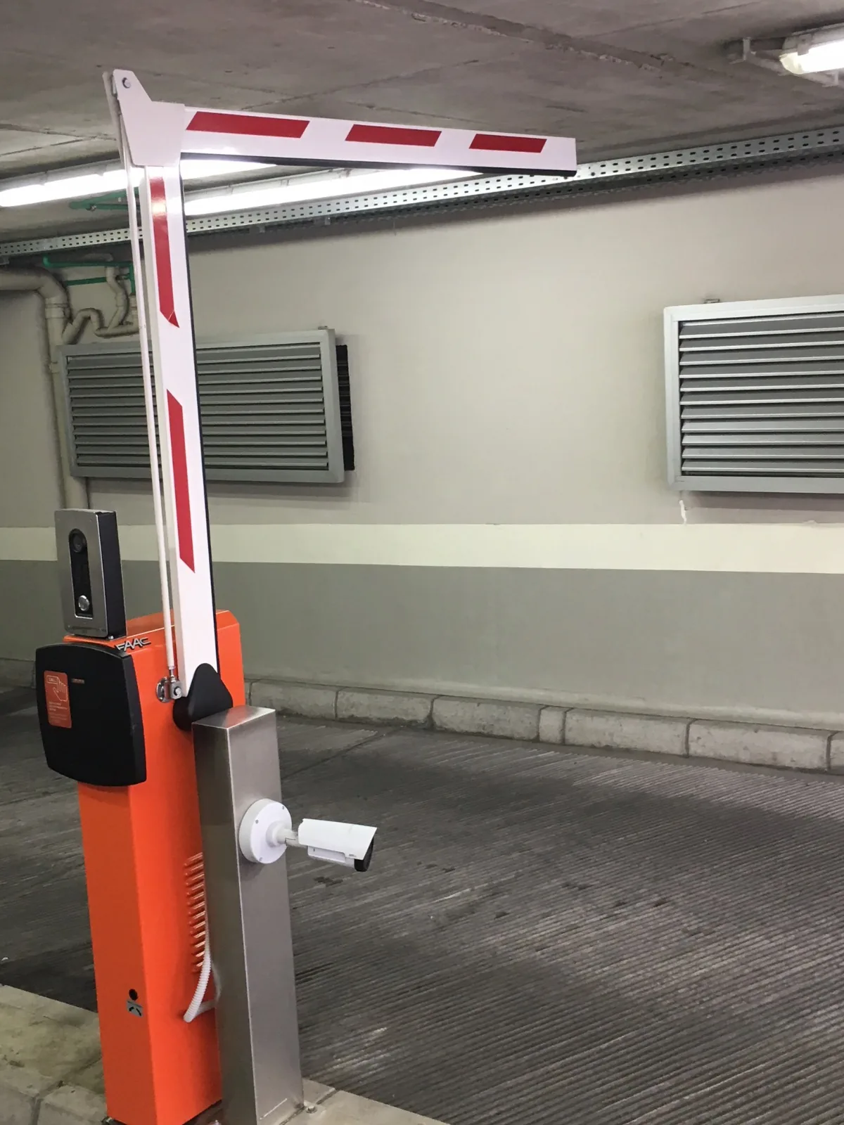 Garage barrier with the arm raised