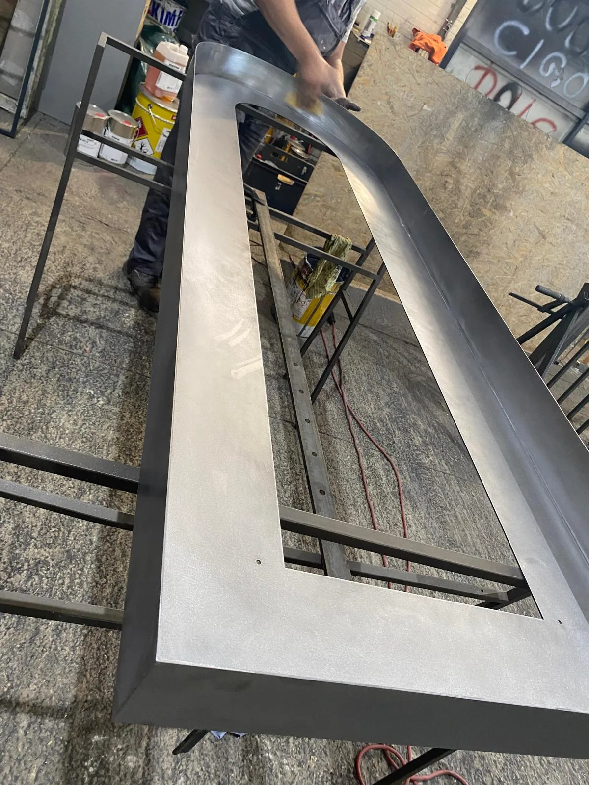 Stainless steel frame before final finishing