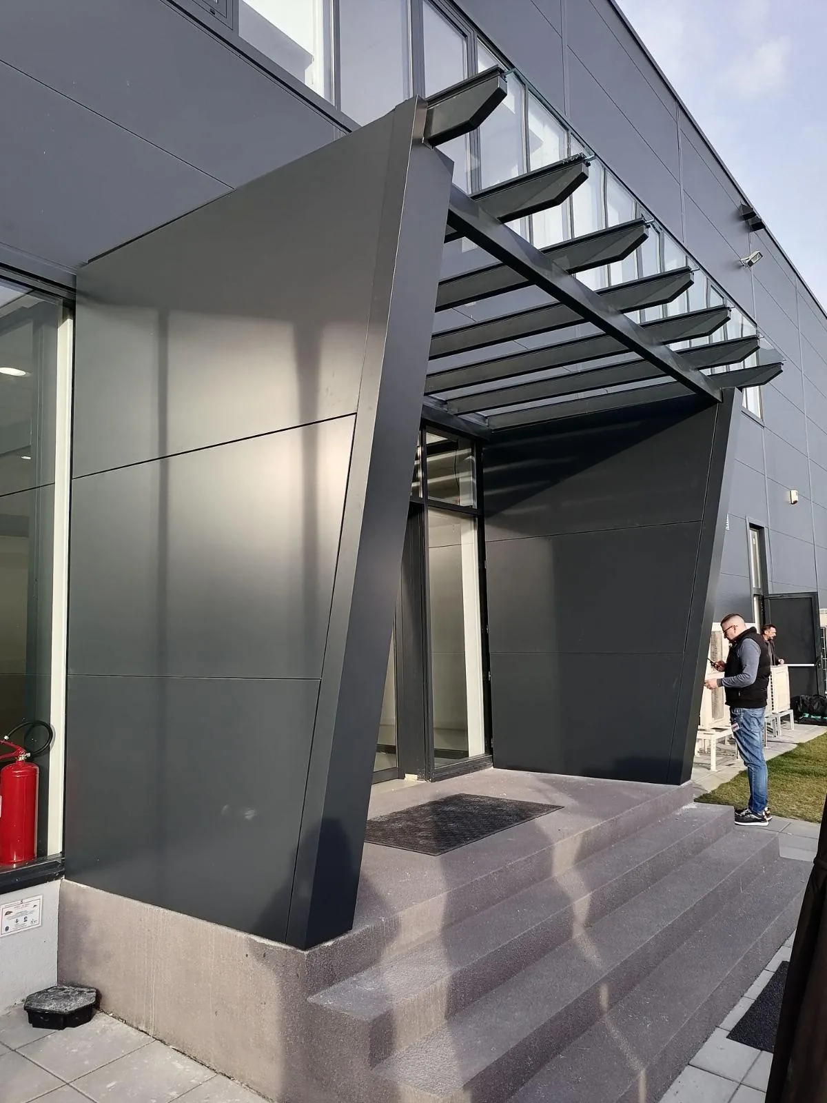 Entrance canopy, side view