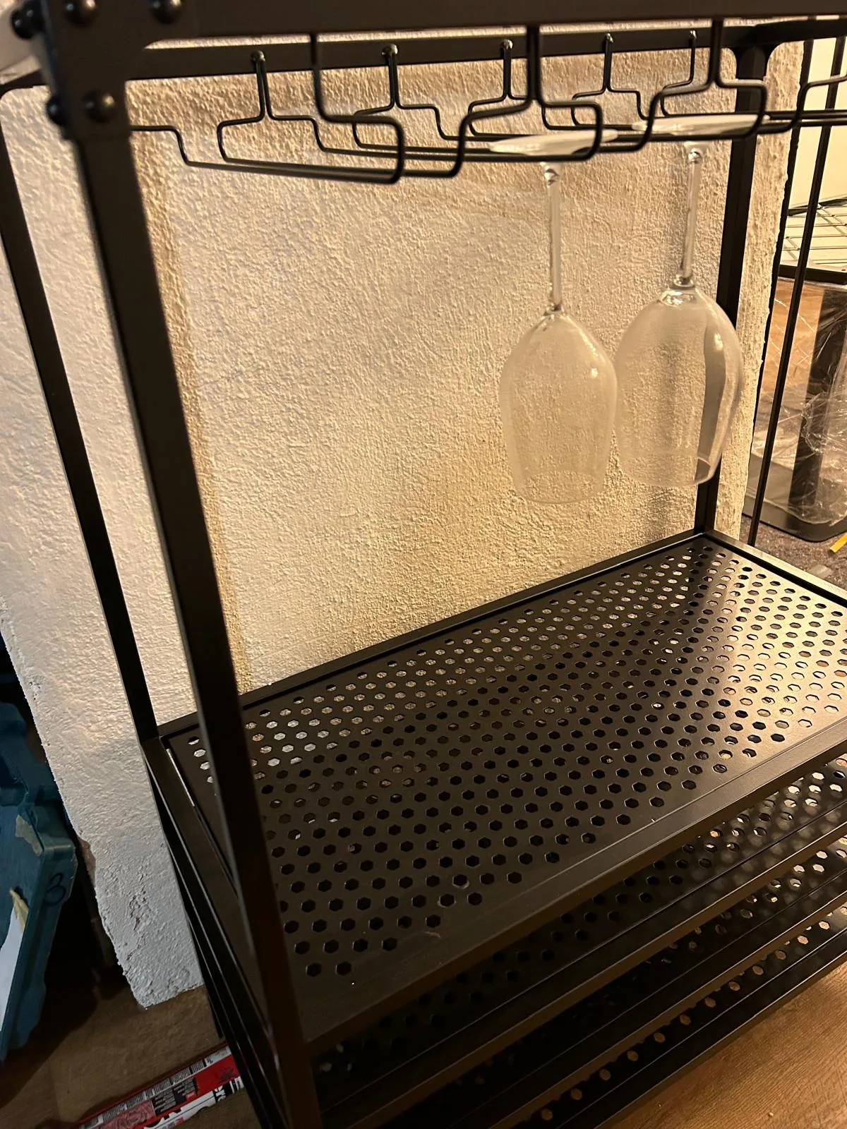 Shelf with glass holders