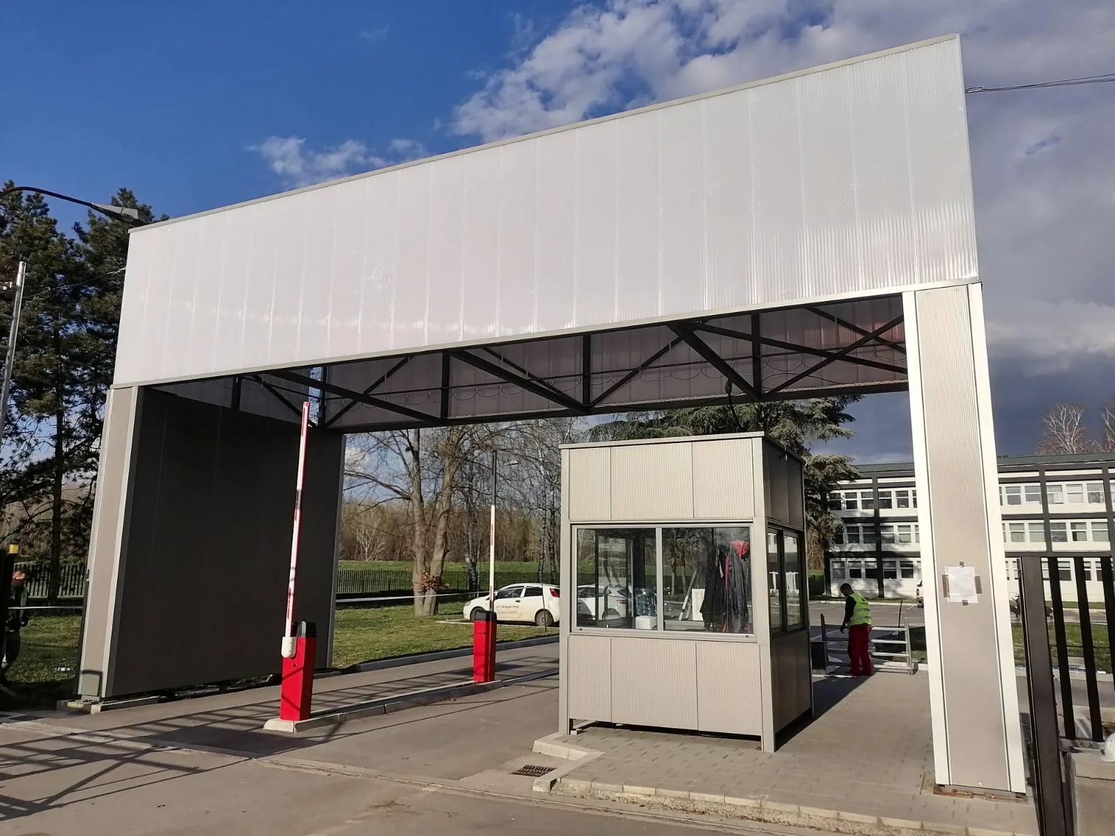 Site entrance with a barrier