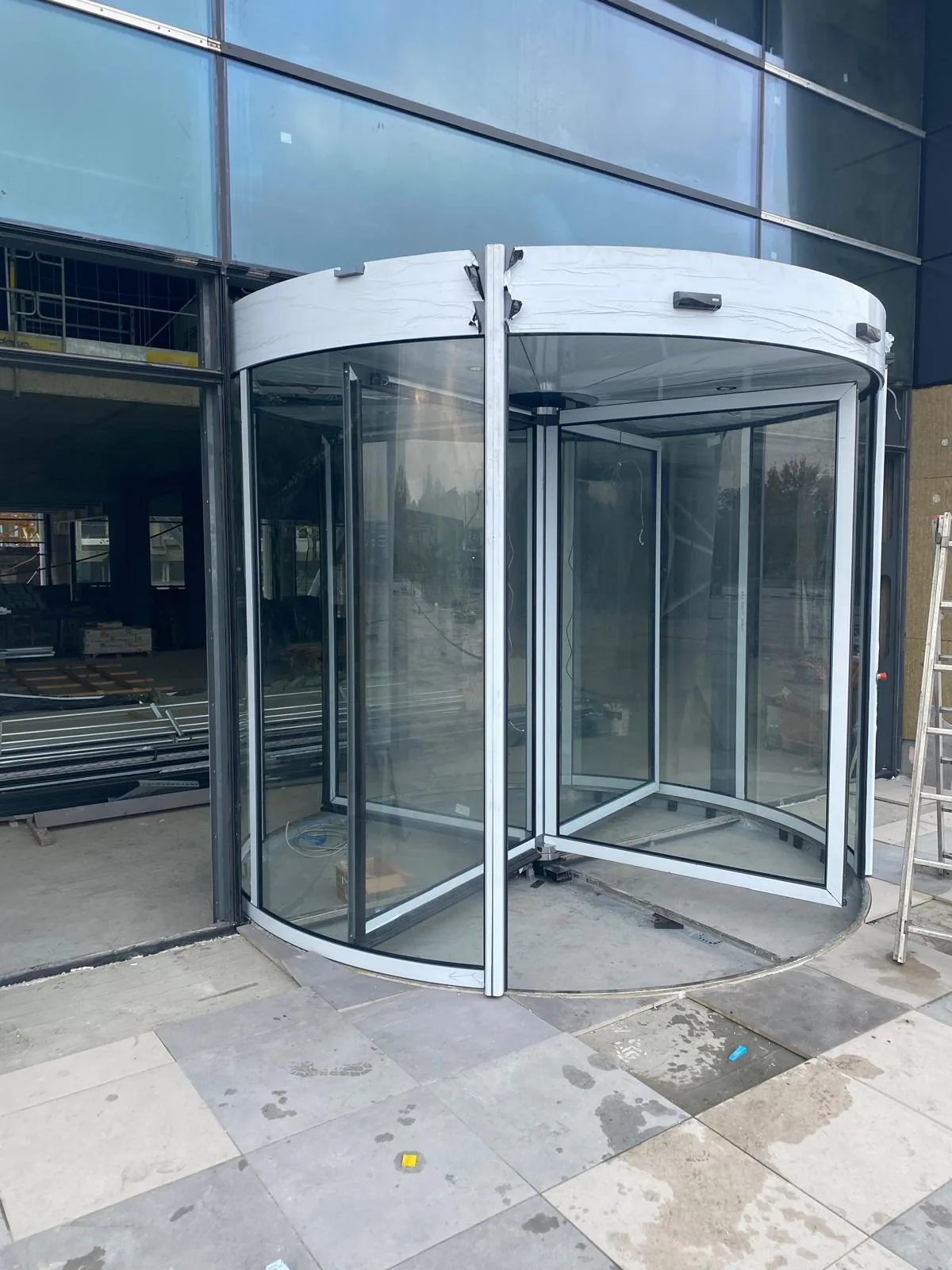 Revolving door at a building entrance